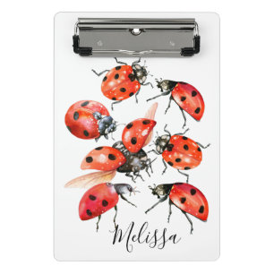 Red and Black Watercolor Ladybug  Mini Clipboard
