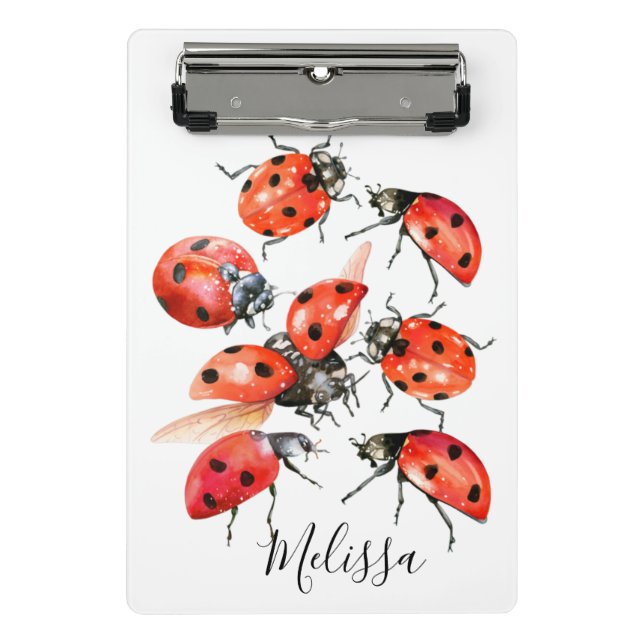 Red and Black Watercolor Ladybug  Mini Clipboard (Front)