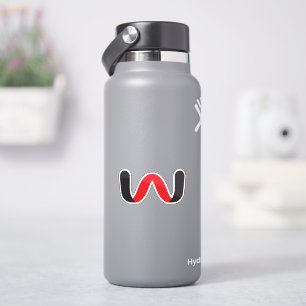 Red and Black Wave Minimal Letter W Monogram Sticker