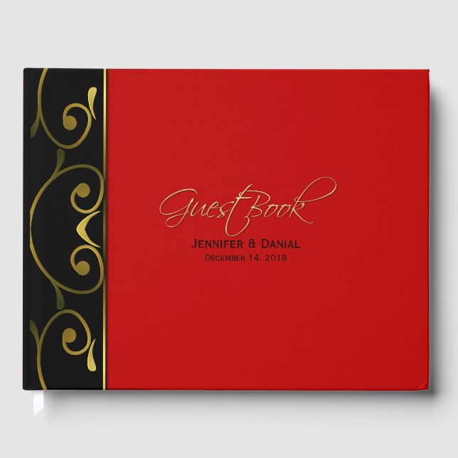 Red and Black Wedding Guest Book (Front)