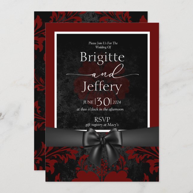 Red and black wedding invitation  (Front/Back)