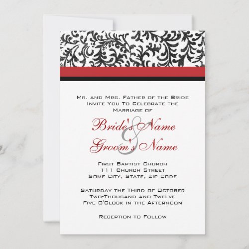 Red and Black Wedding Invitation