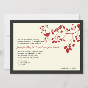 Red And Black Wedding Invitations Love Birds