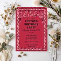 Red and Black Western Bandana Print Birthday Party