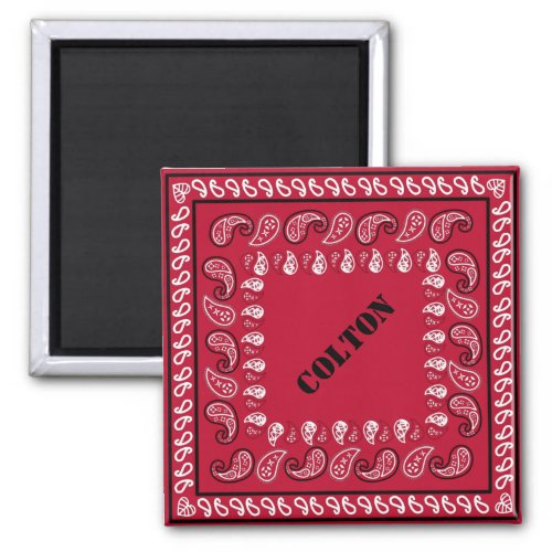 Red and Black Western Paisley Bandana Personalized Magnet