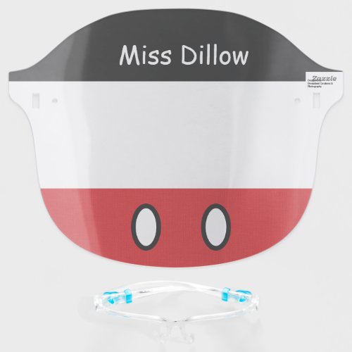 Red and Black Whimsical FACE SHIELD
