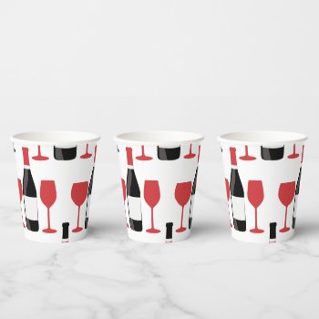 Red And Black Wine Bottles And Wine Glasses Adult  Paper Cups by BlayzeInk at Zazzle