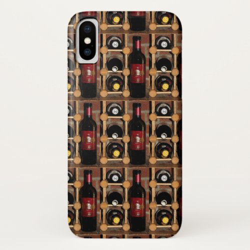 Red and Black Wine Bottles in Rack iPhone X Case