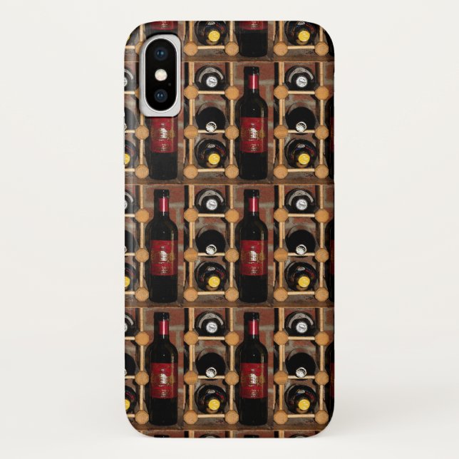 Red and Black Wine Bottles in Rack iPhone X Case (Back)