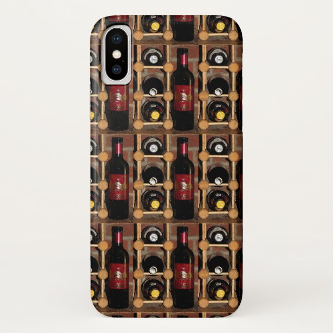 Red and Black Wine Bottles in Rack iPhone X Case