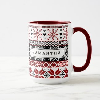 Red and Black Winter Fair Isle Pattern