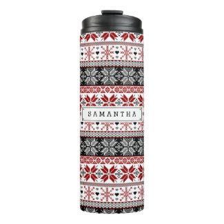 Red and Black Winter Fair Isle Pattern