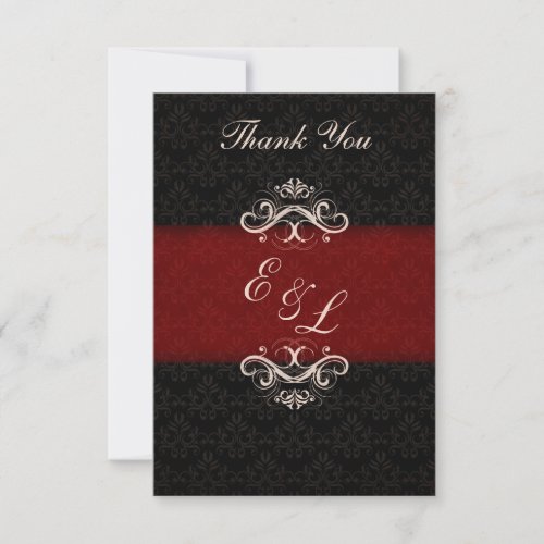 Red and Black Winter Wedding Thank You Note Personalized Announcement