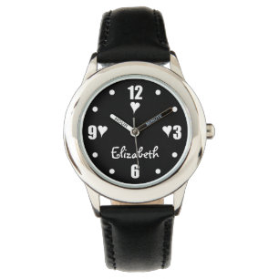 Red and black with hearts and name watch