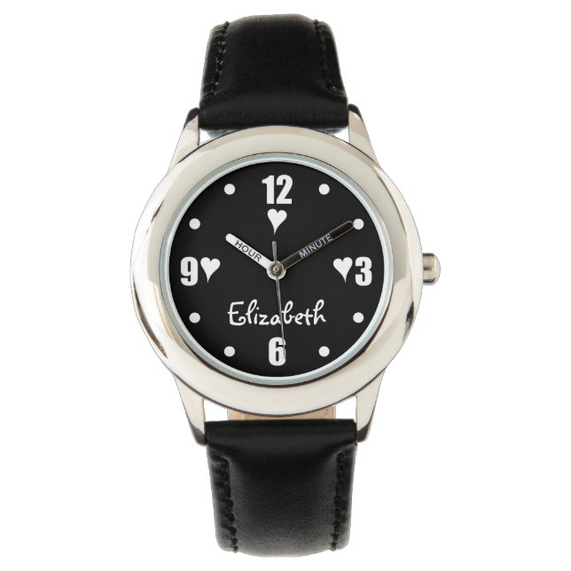 Red and black with hearts and name watch (Front)