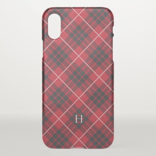 Red and black with white accent plaid pattern iPhone x case