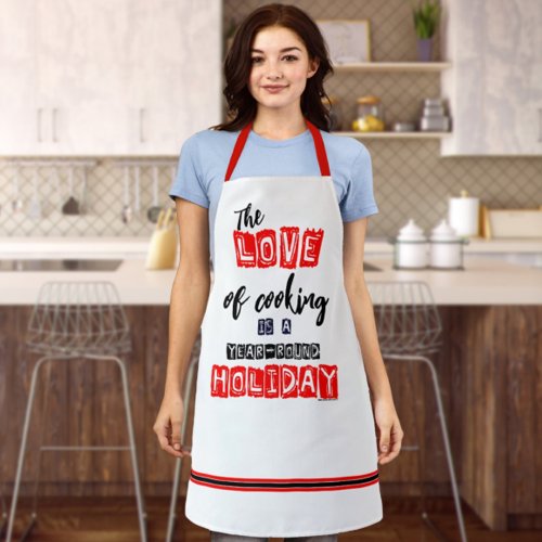 Red and Black Year_Round Cooking Love Holiday  Apron