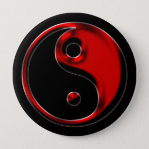 Red and Black Yin Yang Button