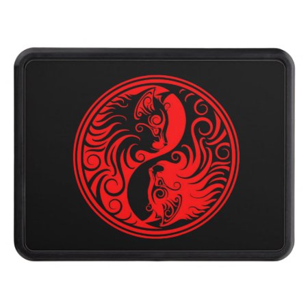 Red And Black Yin Yang Cats Trailer Hitch Cover