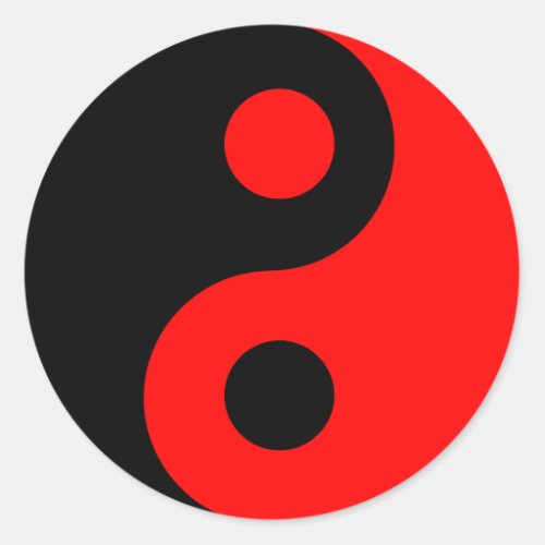 Red and Black Yin Yang Classic Round Sticker