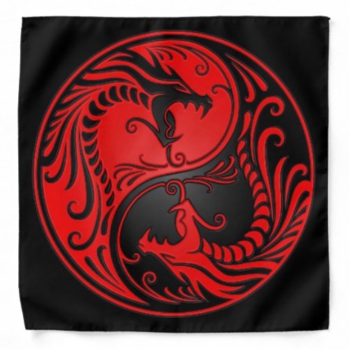 Red and Black Yin Yang Dragons Bandana