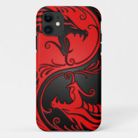 Red and Black Yin Yang Dragons