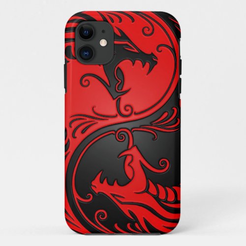 Red and Black Yin Yang Dragons iPhone 11 Case