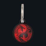 Red and Black Yin Yang Dragons Pet ID Tag<br><div class="desc">This stunning yin yang design features two stylized tribal dragons. Intricate lines and swirls decorate both sides of this traditional symbol creating a beautiful pattern. The two dragons flow from the bottom of the teardrop and have their mouths wide open in an aggressive stance. This unique yin yang is a...</div>