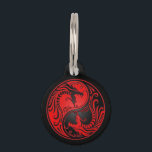 Red and Black Yin Yang Dragons Pet ID Tag<br><div class="desc">This stunning yin yang design features two stylized tribal dragons. Intricate lines and swirls decorate both sides of this traditional symbol creating a beautiful pattern. The two dragons flow from the bottom of the teardrop and have their mouths wide open in an aggressive stance. This unique yin yang is a...</div>