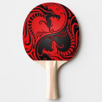 Red And Black Yin Yang Dragons Ping Pong Paddle by UniqueYinYangs at Zazzle