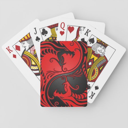 Red and Black Yin Yang Dragons Poker Cards