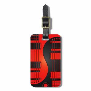 Red and Black Yin Yang Guitars Luggage Tag