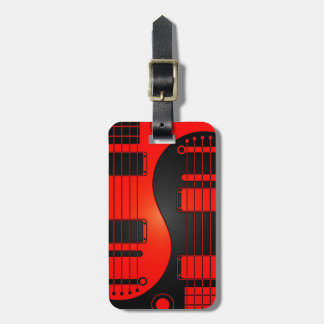 Red and Black Yin Yang Guitars Luggage Tag