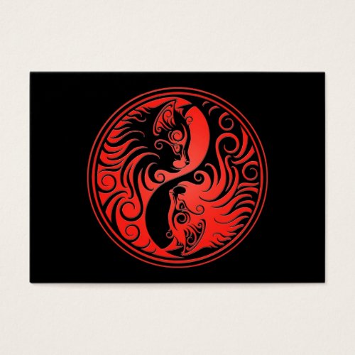 Red and Black Yin Yang Kittens Business Card Templates