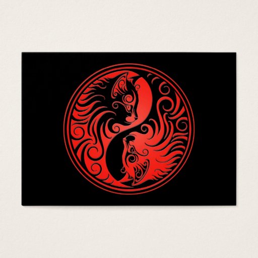 Customizable Red and Black Yin Yang Kittens Business Card Templates