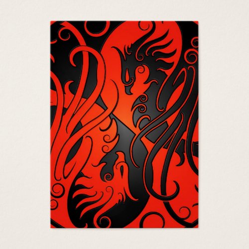 Red and Black Yin Yang Phoenix Business Cards