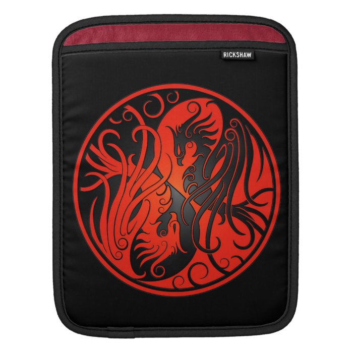 Red and Black Yin Yang Phoenix Sleeves For iPads