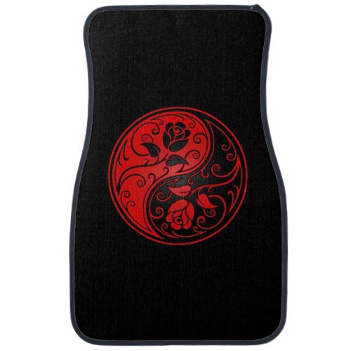 Red and Black Yin Yang Roses Car Floor Mat