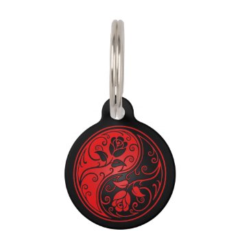 Red And Black Yin Yang Roses Pet Tag by UniqueYinYangs at Zazzle