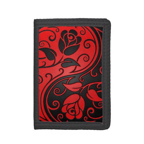 Red and Black Yin Yang Roses Tri_fold Wallet