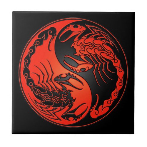 Red and Black Yin Yang Scorpions Tile