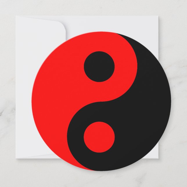 Red and Black Yin Yang Symbol Birthday Invitation (Front)