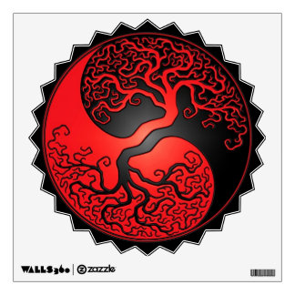 Red and Black Yin Yang Tree Wall Sticker
