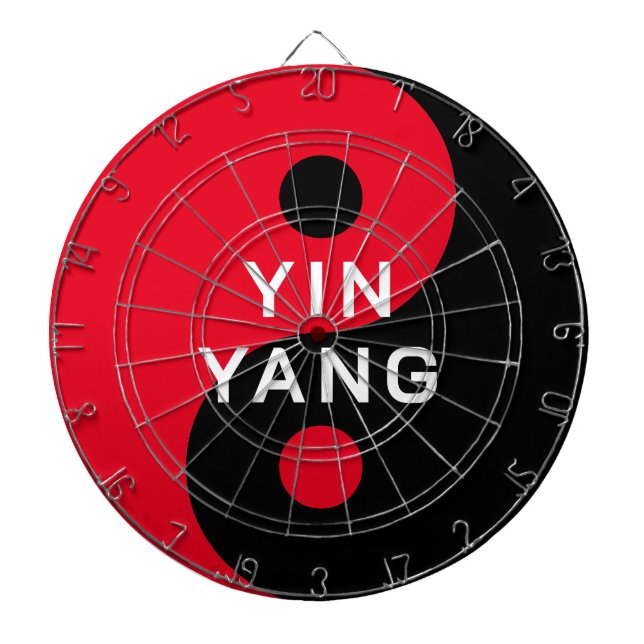 Red and black YinYang symbol custom dartboard (Front)