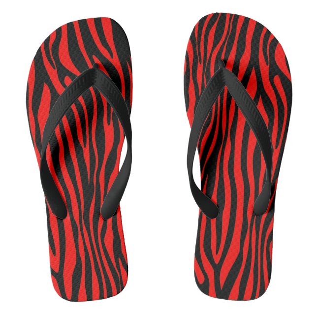Red and Black Zebra Flip Flops (Footbed)
