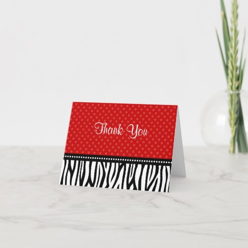 Red and Black Zebra Polka Dot Thank You