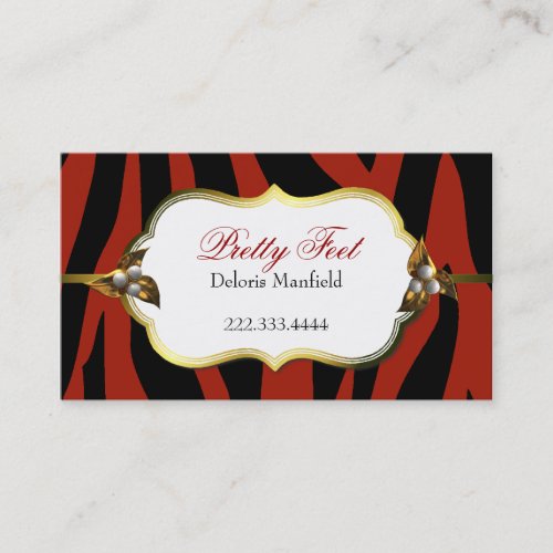 Red and Black Zebra Print Business Card