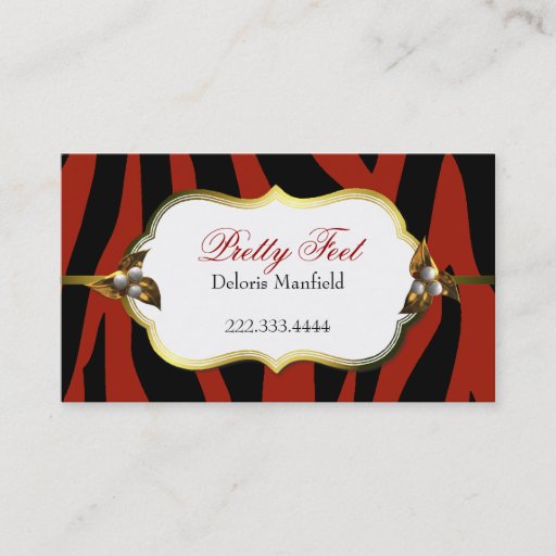 Customizable Red and Black Zebra Print Business Card