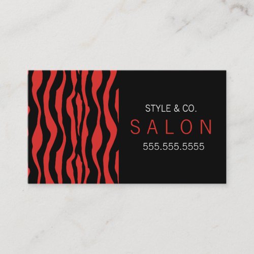 Red and Black Zebra Salon Business Card