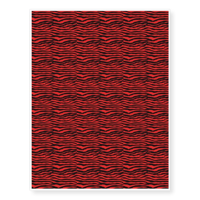 Red and Black Zebra Stripes Temporary Tattoos (Front)